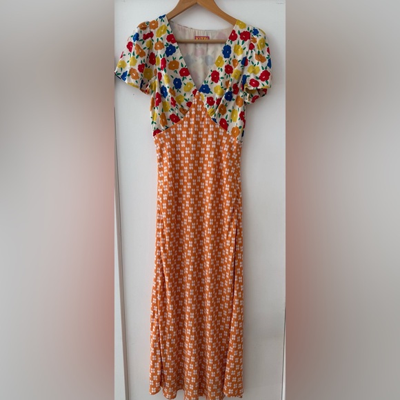 KITRI 💙🧡Effie Mixed Print Dress Sz 6 / Medium - Picture 3 of 13